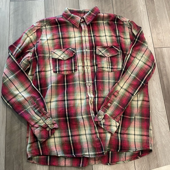 flyshacker Other - Men’s Plaid Button-Up Shirt - Red and Green